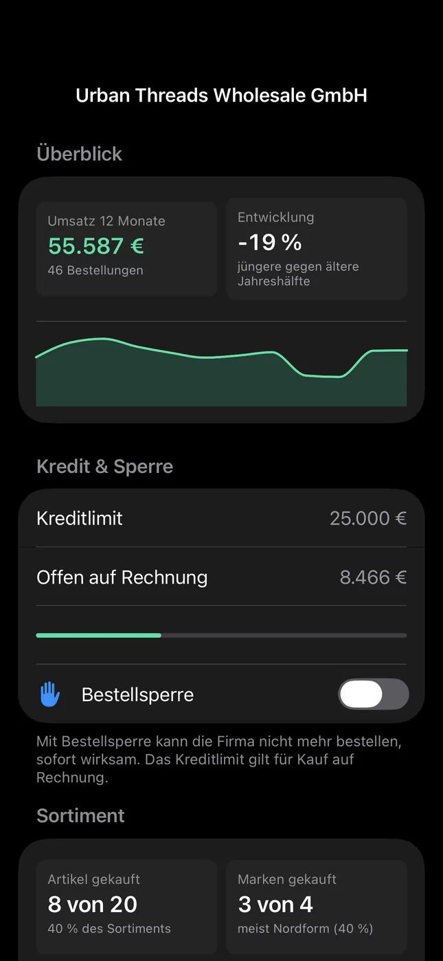 Shopware Mobile App auf dem iPhone: Eine Firma auf einen Blick