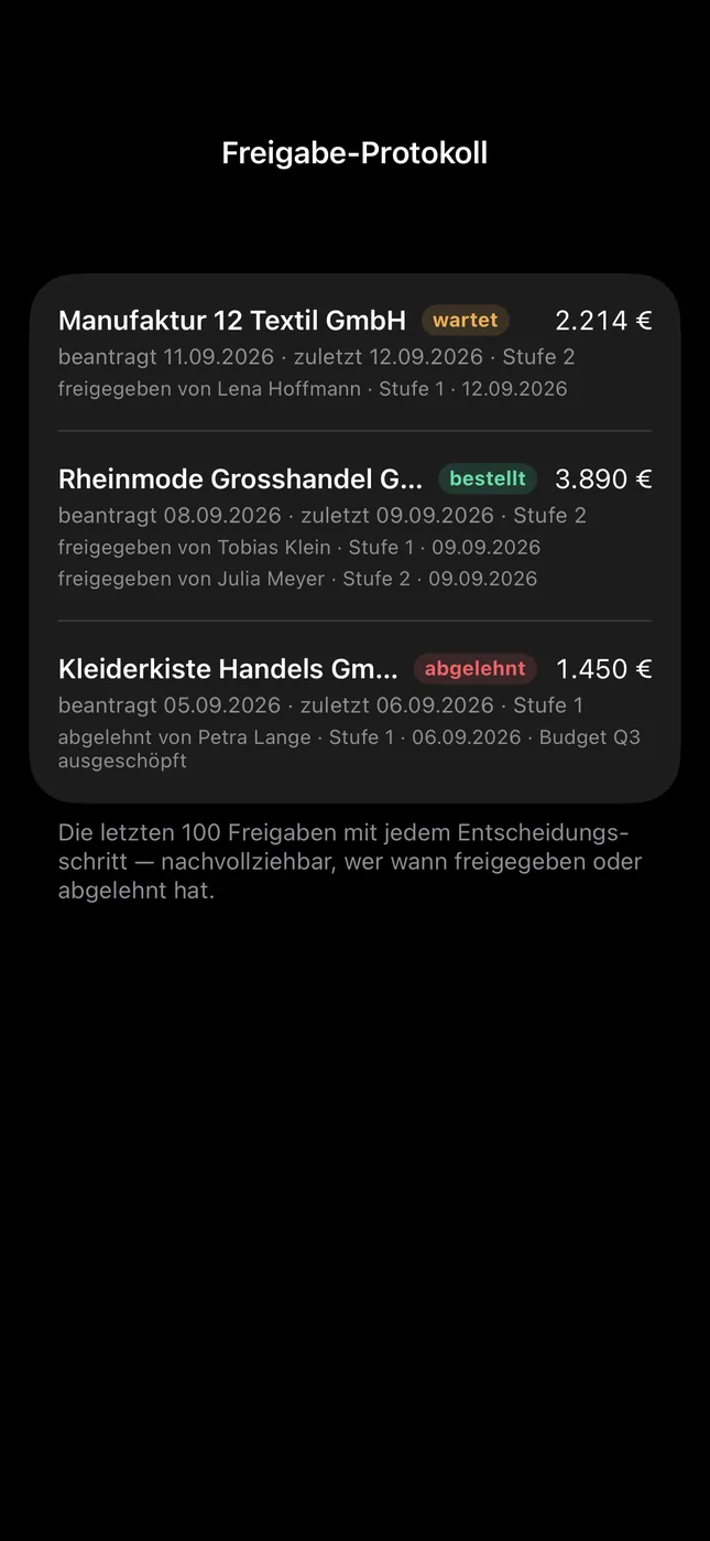Shopware Mobile App auf dem iPhone: Wer wann freigegeben hat