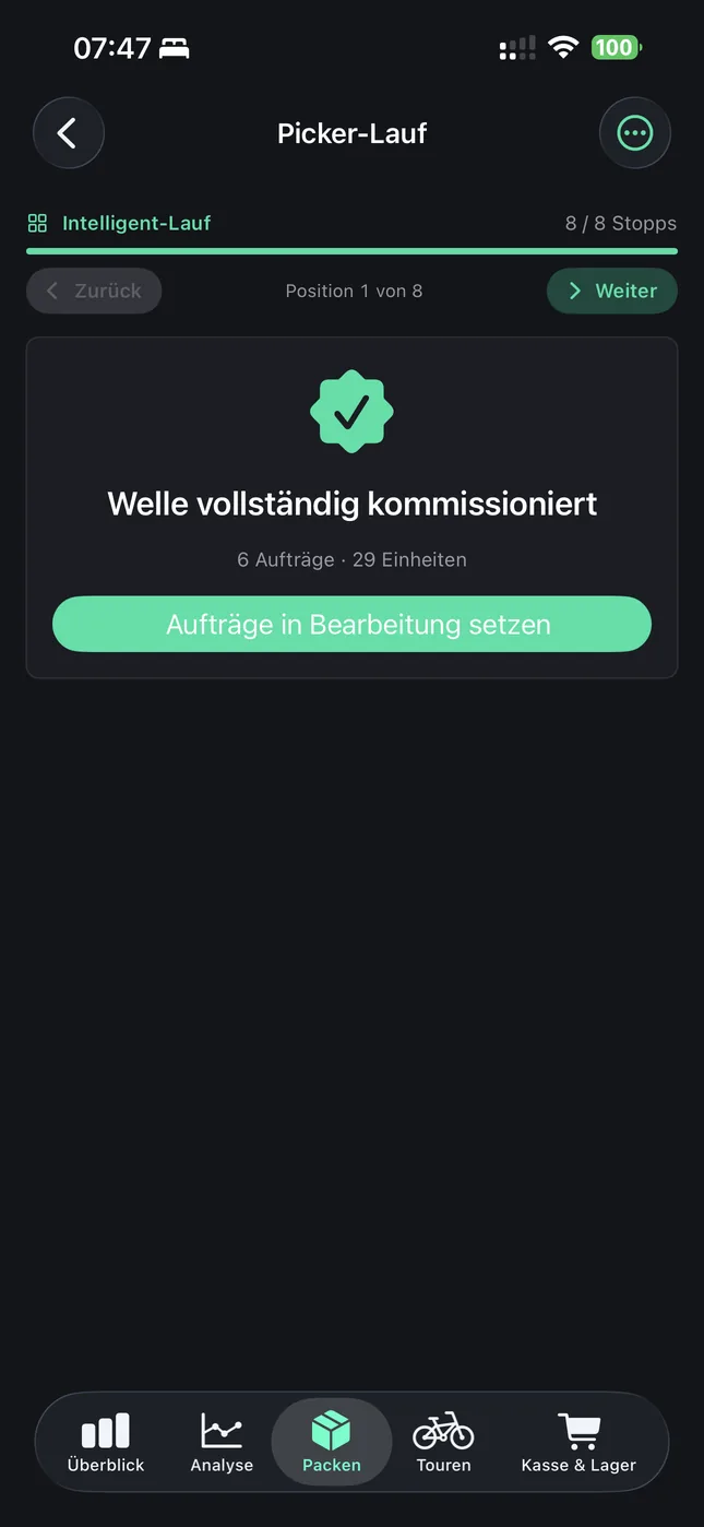 Shopware Mobile App auf dem iPhone: Welle fertig, Aufträge weiter