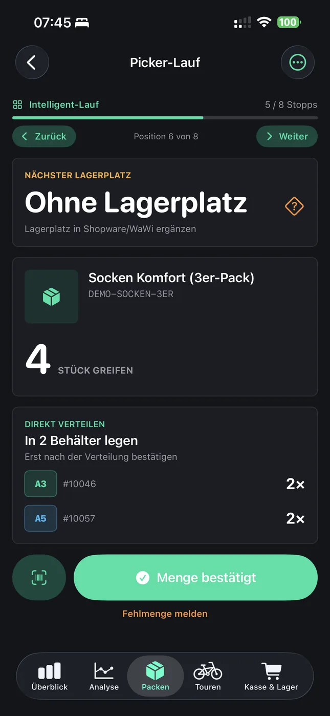 Shopware Mobile App auf dem iPhone: Greifen, verteilen, bestätigen