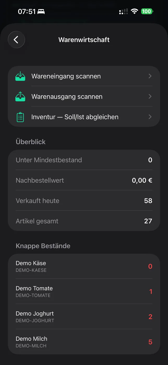 Shopware Mobile App auf dem iPhone: Wareneingang per Kamera scannen